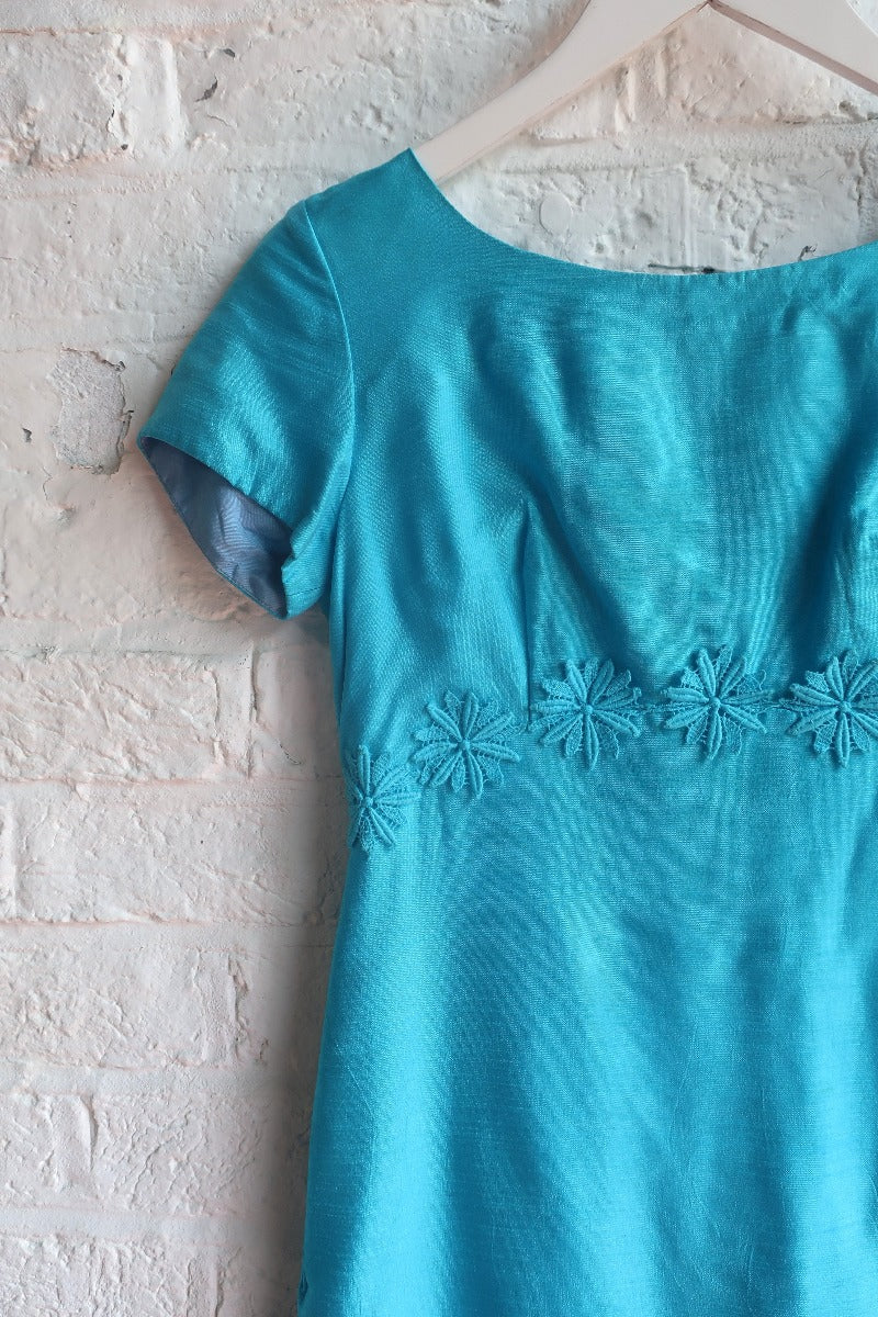 Vintage Dress - Turquoise Blue Empire Line - Size XS All About Audrey Vintage Boutique Vintage Dress - Turquoise Blue Empire Line - Size XS All About Audrey Vintage Boutique