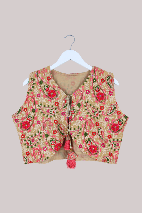 Vintage Waistcoat - Carnation Pink Paisley - Size XL/XXL
