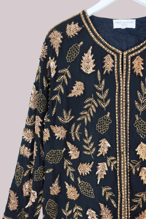 Vintage Jacket - Beaded Autumn Foliage - Size L