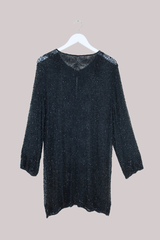 Vintage Dress - Opulent Black Beads - Size L/XL