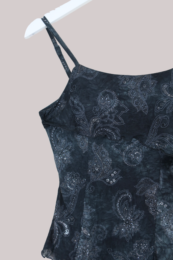 Vintage Top - Hazy Black Paisley - Size S