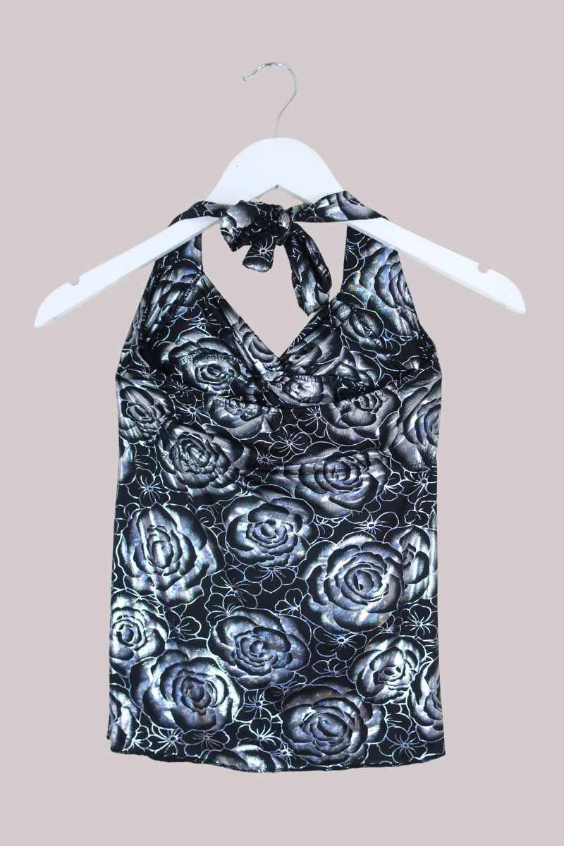Vintage Top - Chrome Roses - Size S
