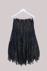 Vintage Skirt - Tiered Gothic Lace - Size M/L