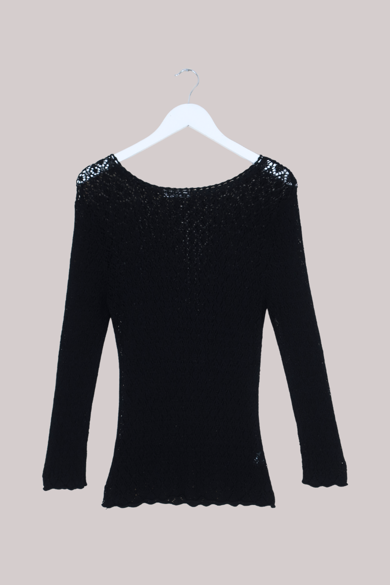 Vintage Top - Black Crochet - Size M/L