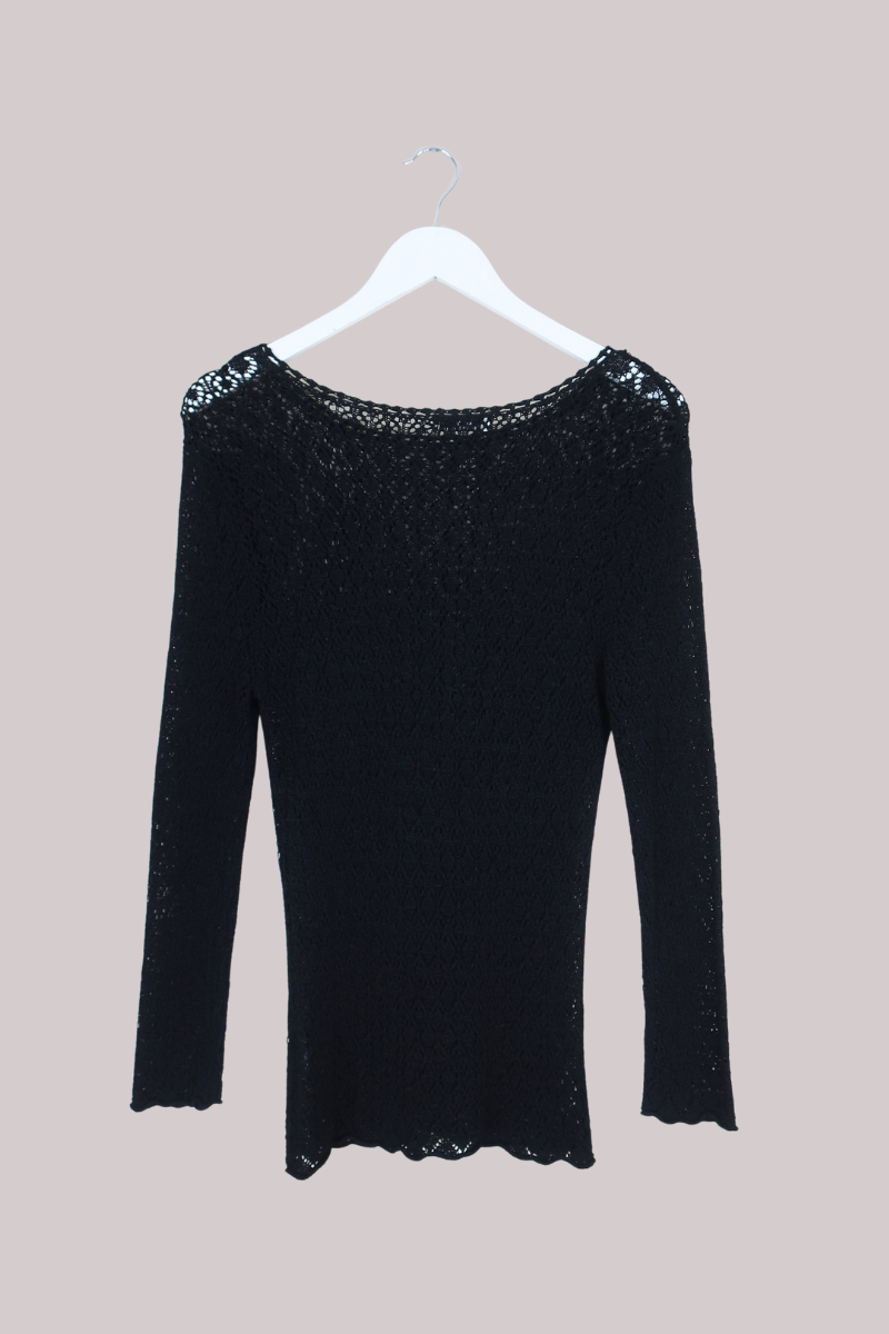 Vintage Top - Black Crochet - Size M/L