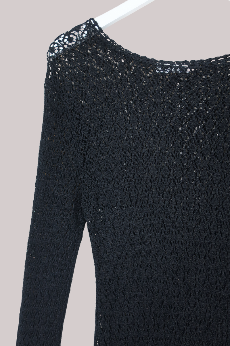 Vintage Top - Black Crochet - Size M/L