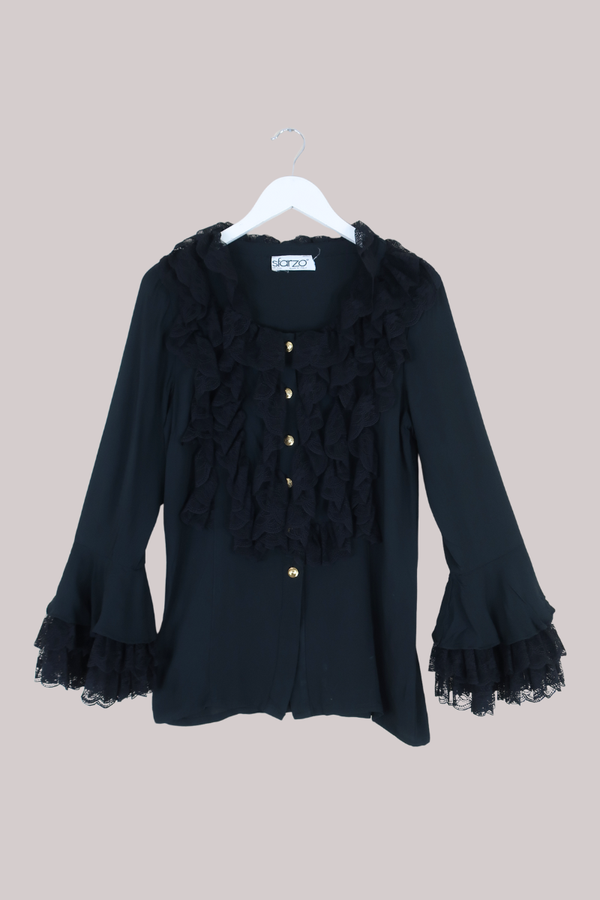 Vintage Top - Raven Ruffles - Size M/L