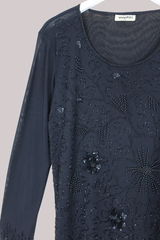 Vintage Top - Beaded Pansies - Size XXL