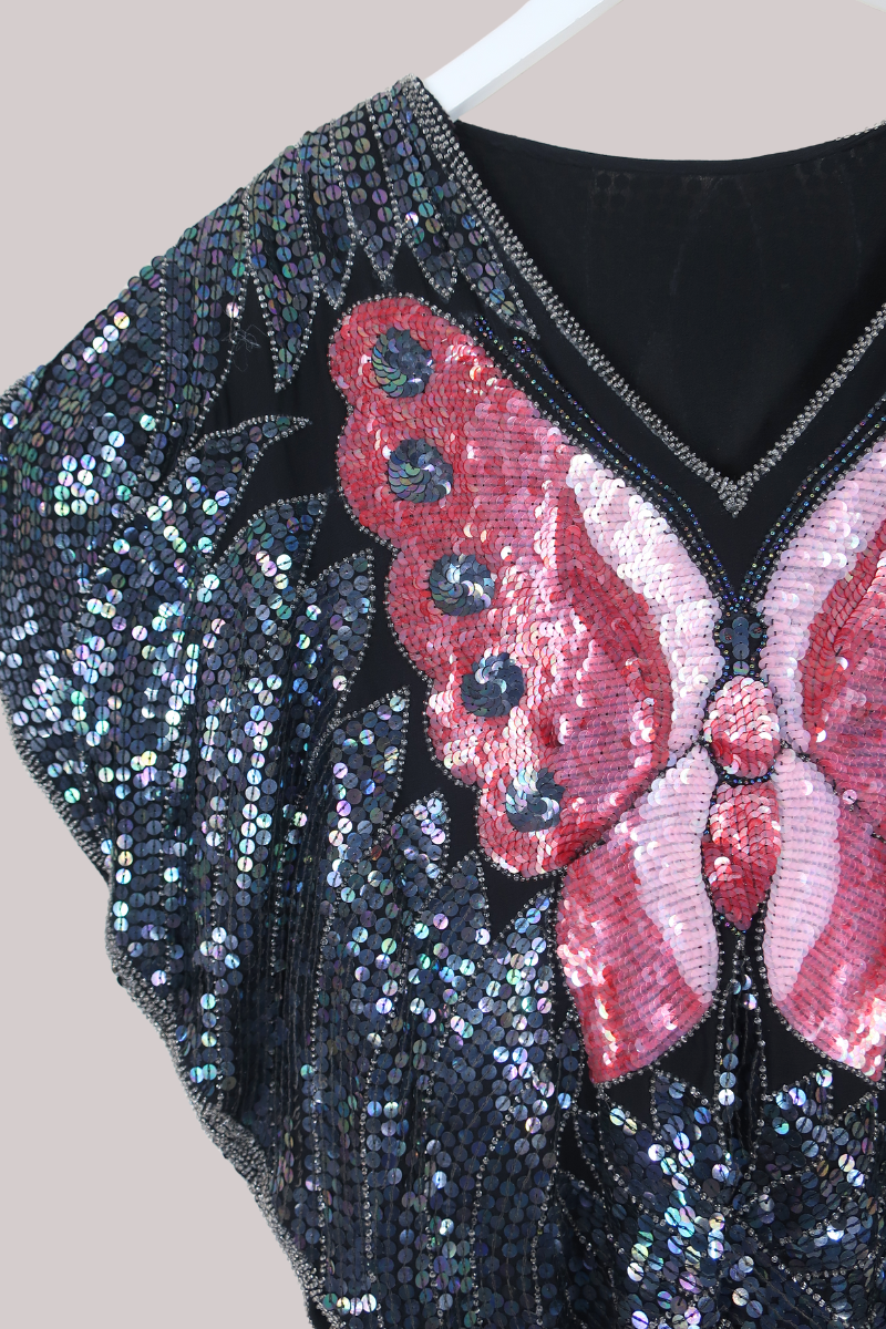 Vintage Top - Crimson Butterfly - Free Size