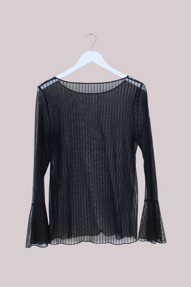 Vintage Top - Sheer Black Stripe - Size L/XL