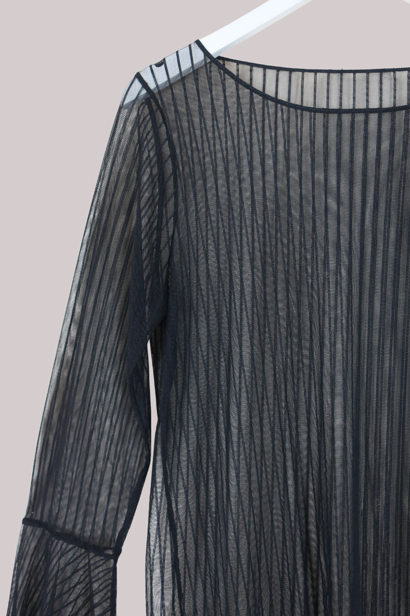 Vintage Top - Sheer Black Stripe - Size L/XL