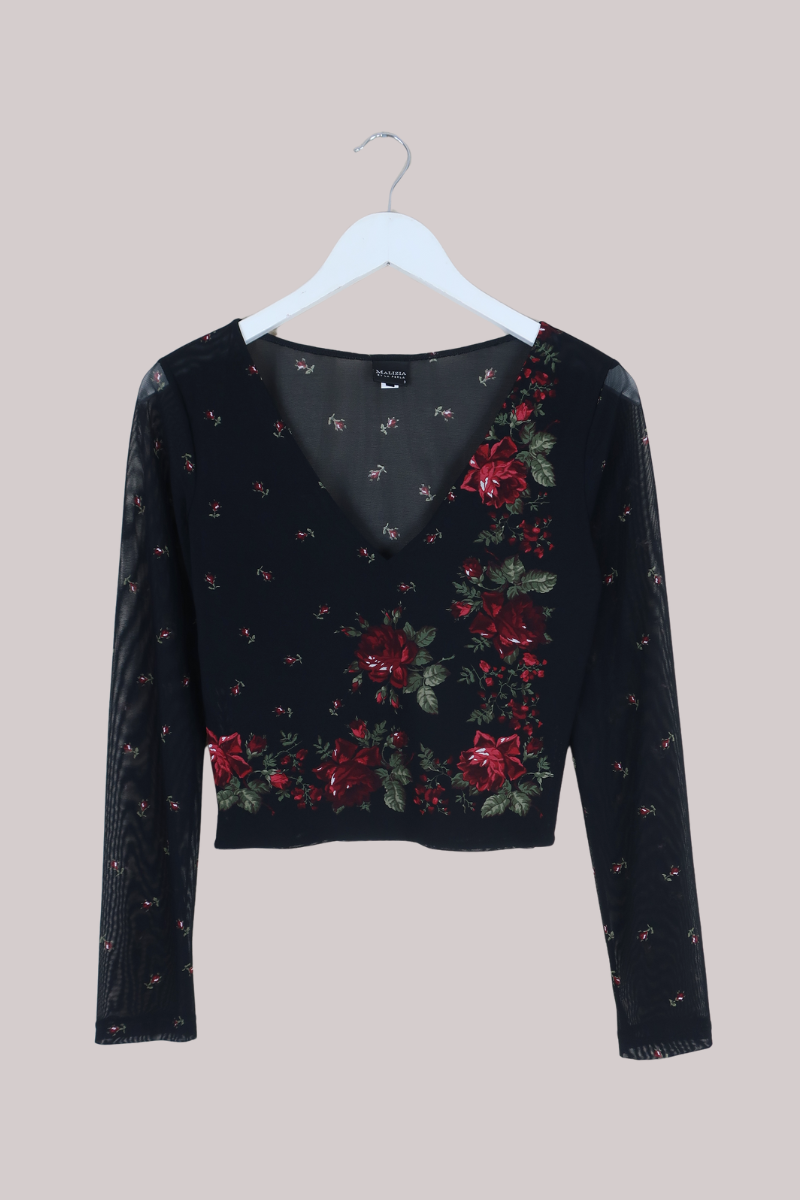 Vintage Top - Painted Roses - Size M/L