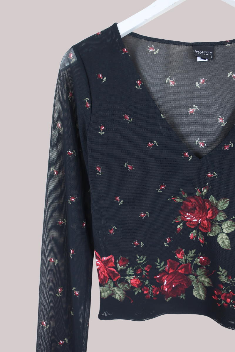 Vintage Top - Painted Roses - Size M/L