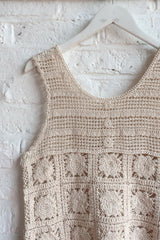 Vintage Crochet Vest - Soft Granny Square Beige - Size S/M by All About Audrey