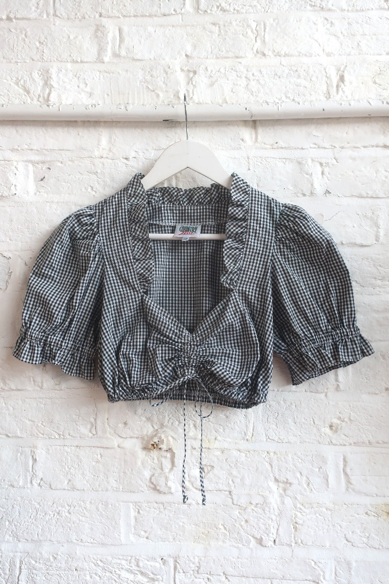 Vintage Blouse - Black & White Gingham Dirndl - Size XS by All About Audrey