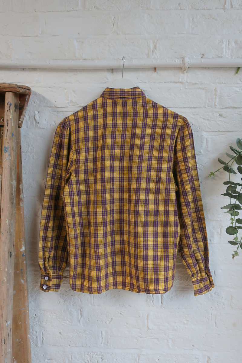 Vintage Blouse - Limoncello Grape Check - Size S