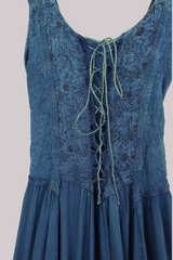 Indian Embroidered Sundress in Indigo Blue Floral - Free Size by All About Audrey