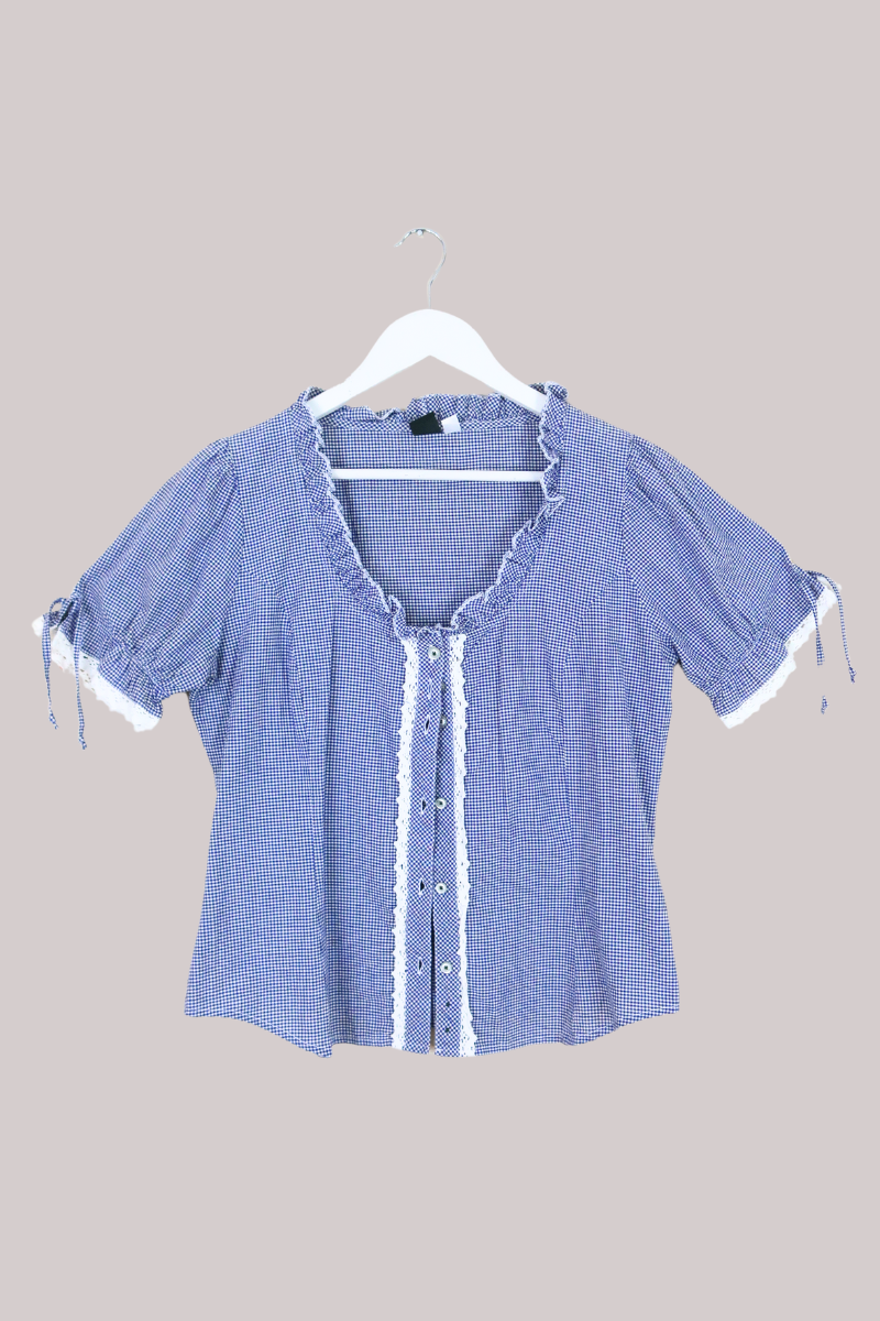 Vintage Blouse - Dorothy Blue Gingham - Size M