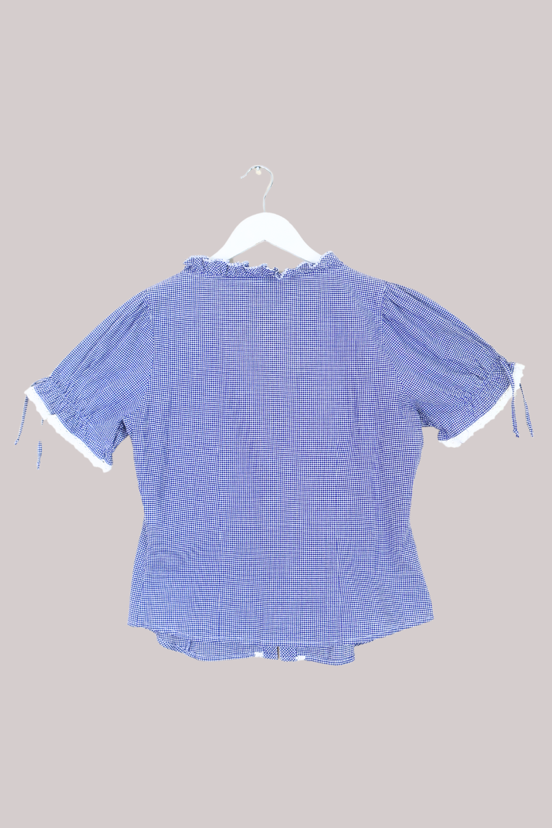Vintage Blouse - Dorothy Blue Gingham - Size M