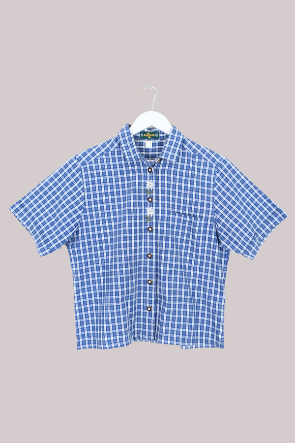 Vintage Shirt - Picnic Floral Gingham - Free Size
