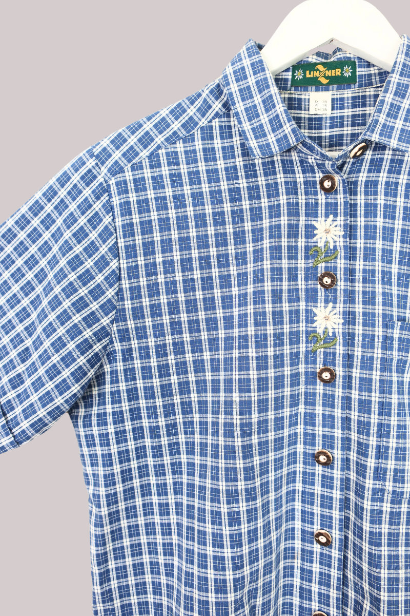 Vintage Shirt - Picnic Floral Gingham - Free Size