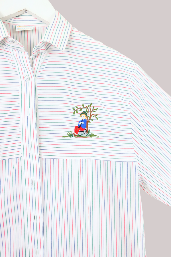 Vintage Shirt - Cross Stitch Stripe - Free Size