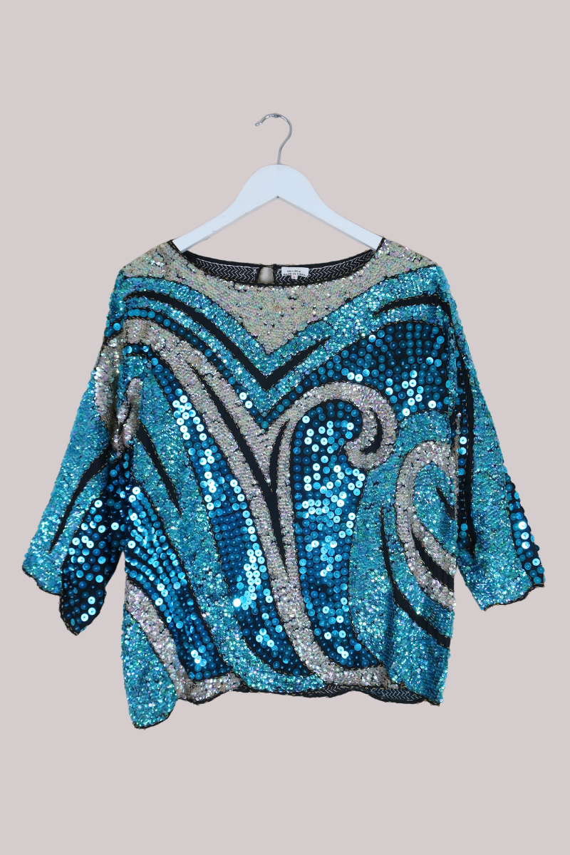 Vintage Top - Glimmering Waves - Size L