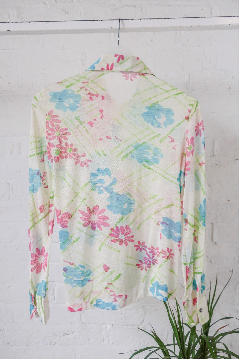Vintage Blouse - Bright Bloom Floral Shirt - Size S By All About Audrey