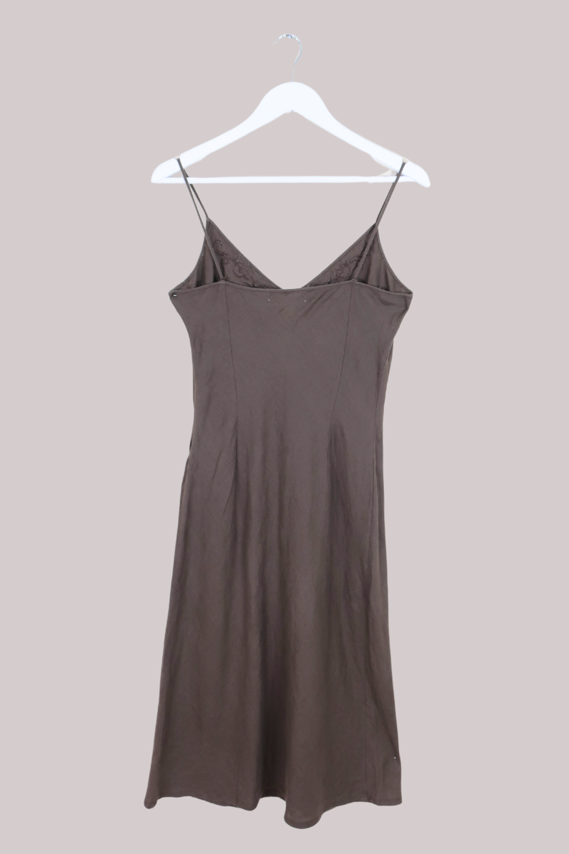 Vintage Midi Dress - Beaded Taupe - Size S/M