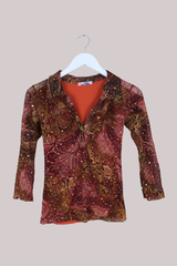 Vintage Top - Burnt Copper Paisley - Size S