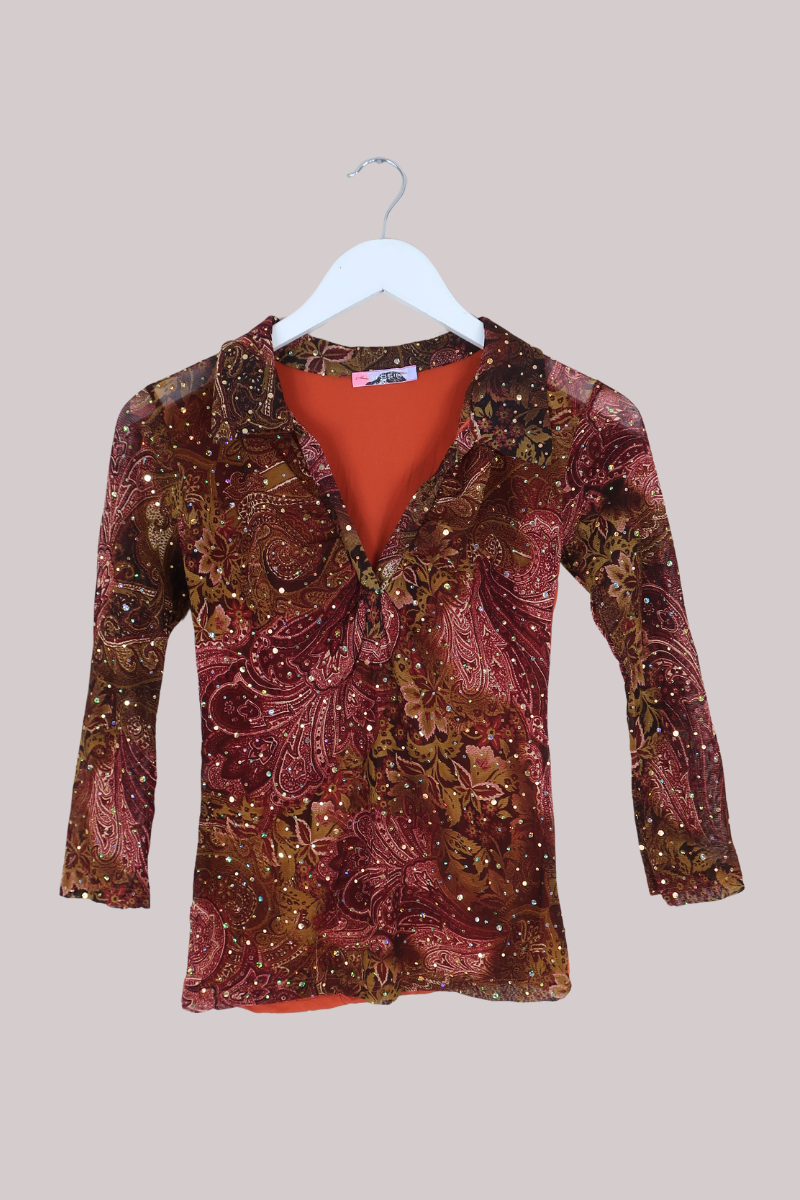 Vintage Top - Burnt Copper Paisley - Size S