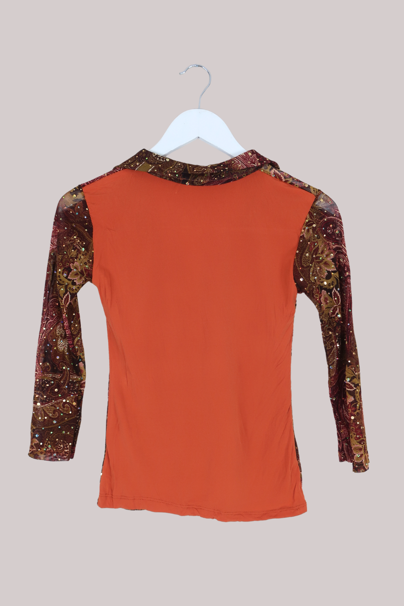 Vintage Top - Burnt Copper Paisley - Size S