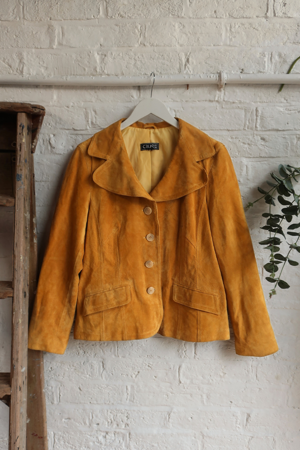 Vintage Coat - Mustard Suede - Size S