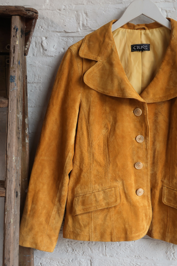 Vintage Coat - Mustard Suede - Size S