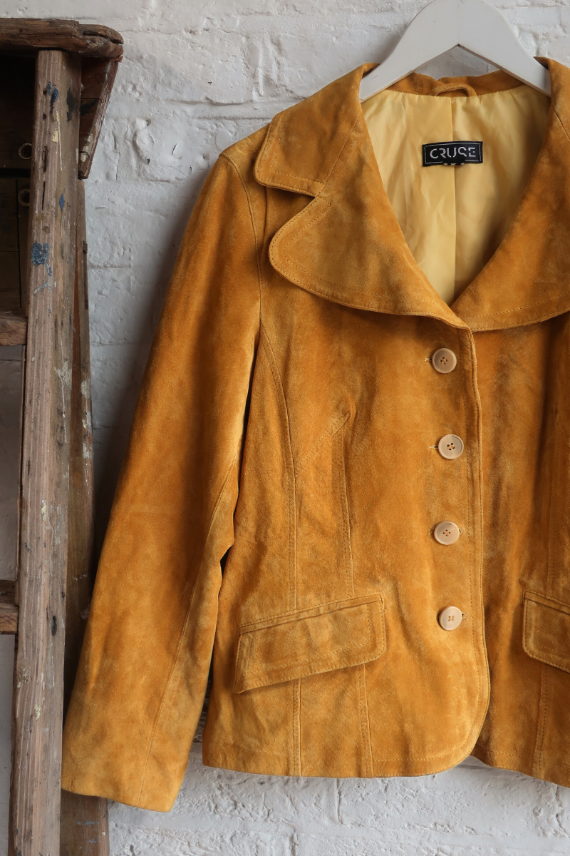 Vintage Coat - Mustard Suede - Size S