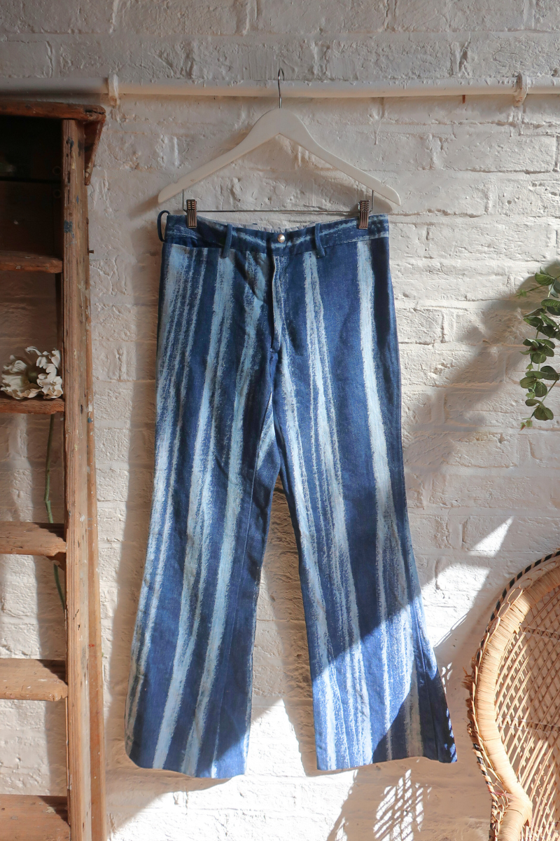 Vintage Jeans - Acid Stripe & Indigo Blue - W30 L33