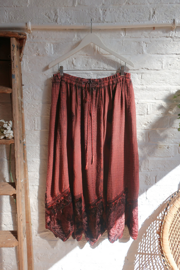 Vintage Embroidered Maxi Skirt - Twilight Purple - Free Size
