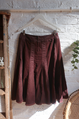 Vintage Midi Skirt - Burnt Brown Corduroy - Size S