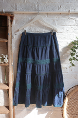 Vintage Midi Skirt - Midnight Blue Corduroy - Size S