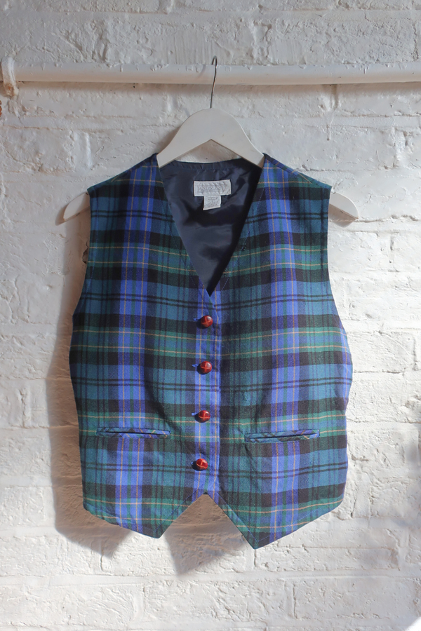 Vintage Waistcoat - Edinburgh Tartan - Size S/M