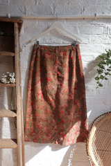 Vintage Maxi Skirt - Forest Floor Green Cord - Size S