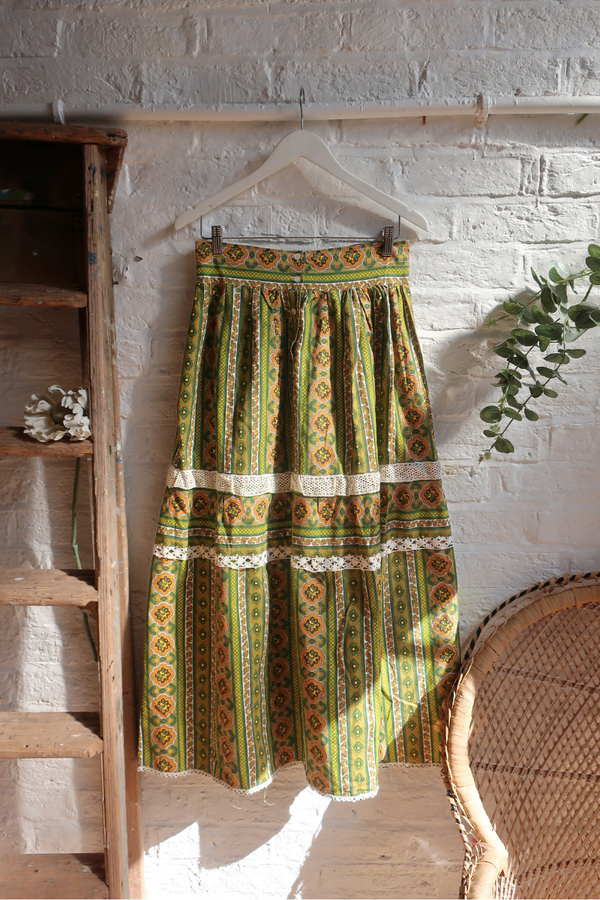 Vintage Maxi Skirt - Oak Canopy Green - Size S
