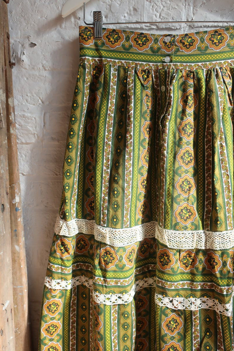 Vintage Maxi Skirt - Oak Canopy Green - Size S