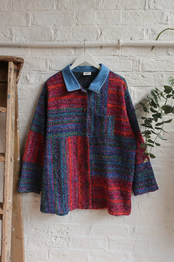 Vintage Coat - Technicolour Knit - Size L/XL