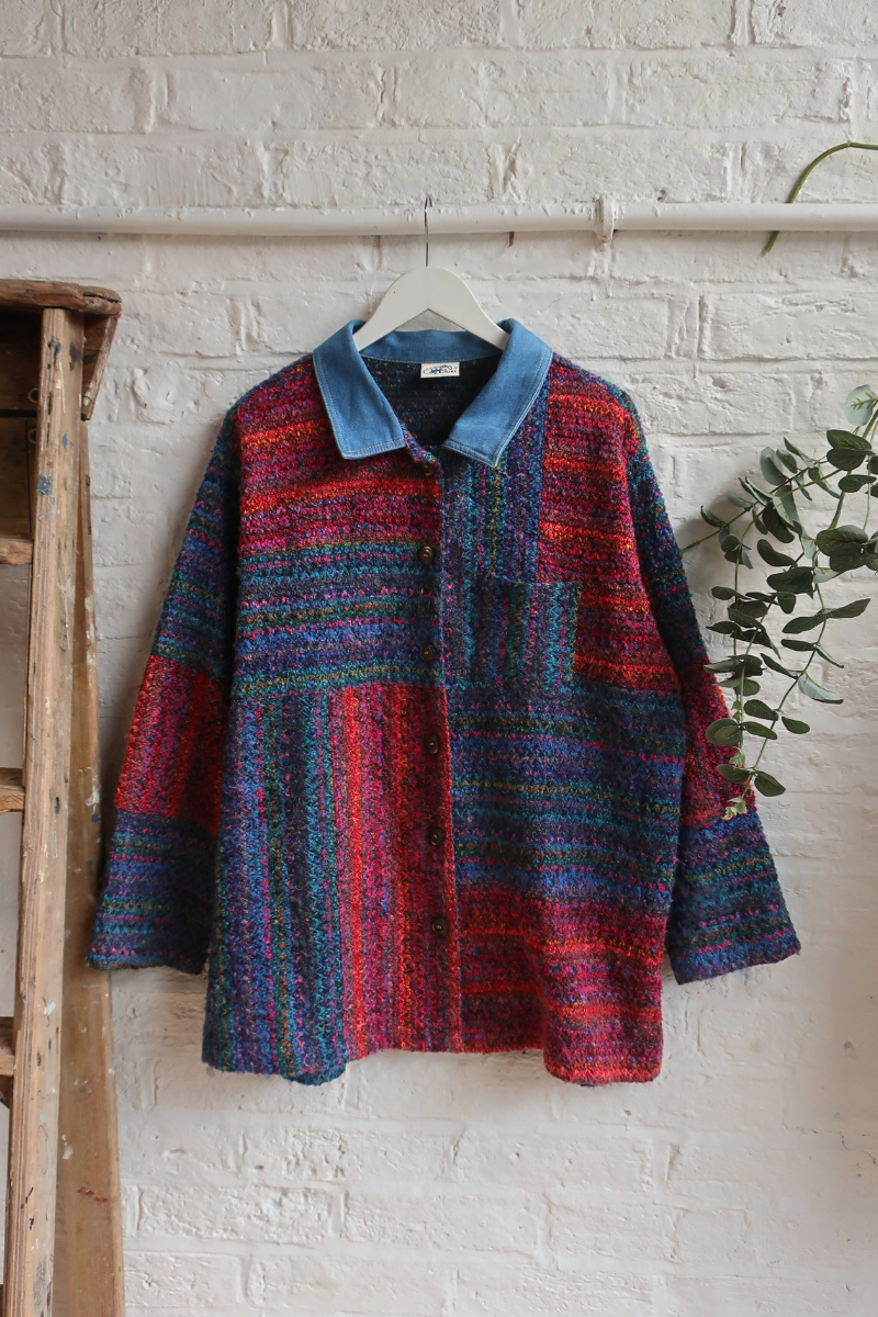 Vintage Coat - Technicolour Knit - Size L/XL