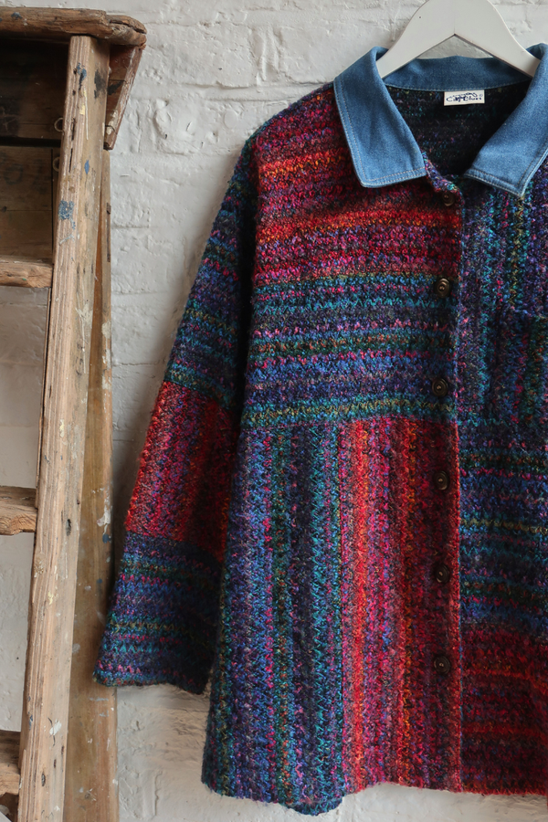 Vintage Coat - Technicolour Knit - Size L/XL