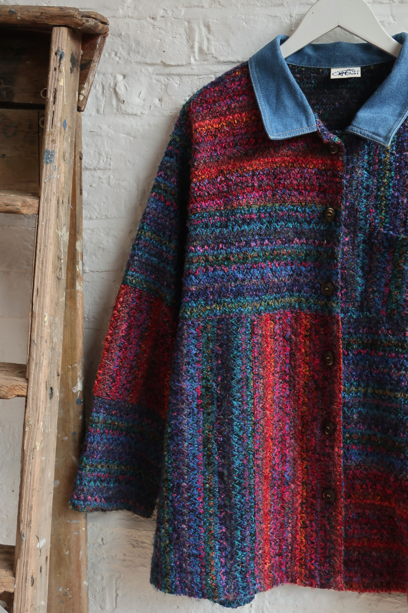 Vintage Coat - Technicolour Knit - Size L/XL