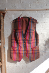 Vintage Waistcoat - Plum Plaid - Size L