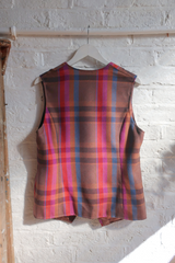 Vintage Waistcoat - Plum Plaid - Size L
