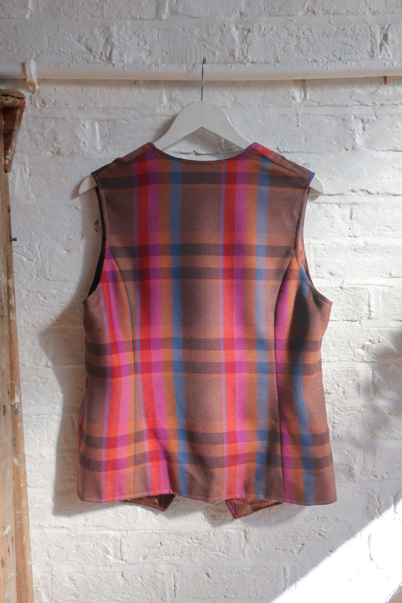 Vintage Waistcoat - Plum Plaid - Size L